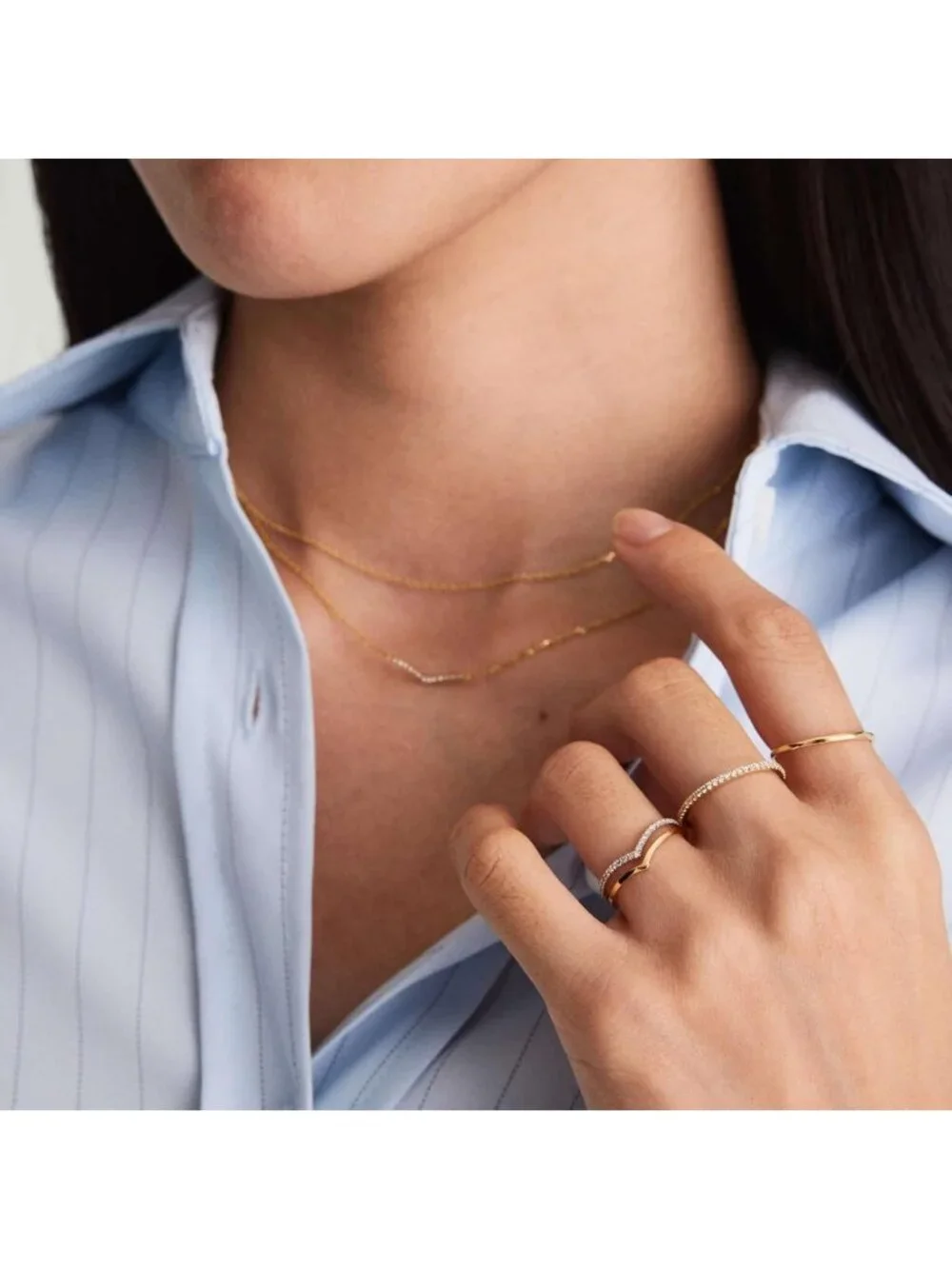 Dainty 14K Gold Plated Ring Set for Women - 10 PCS Non-Tarnish Stacking Rings